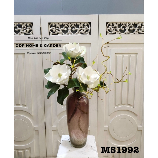 Bình hoa mộc lan trắng 1992 (hoa lụa nhập khẩu)