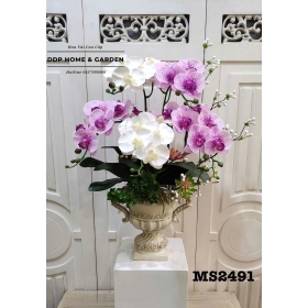 Hoa lụa cao cấp  (Bình hoa lan hồ điệp 2491)