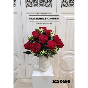 Hoa lụa cao cấp (chậu hoa hồng 2498)
