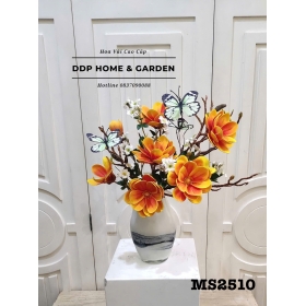 Hoa lụa cao cấp (bình hoa mộc lan mix cánh bướm 2510)