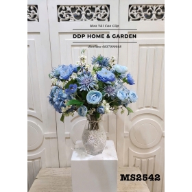 Bình hoa lụa mix tone xanh (2542)