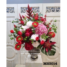 Chậu hoa tú cầu và mao lương lụa (3014)