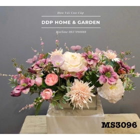 Chậu mẫu đơn lụa trắng mix (3096)