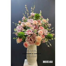 Chậu hoa lụa hồng pastel (3162)