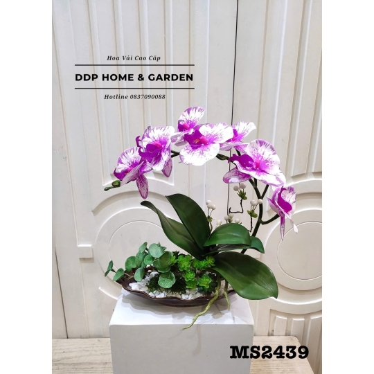 Hoa lụa cao cấp (dĩa hoa lan hồ điệp 2439)
