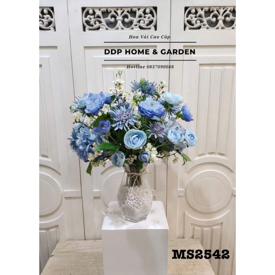 Bình hoa lụa mix tone xanh (2542)