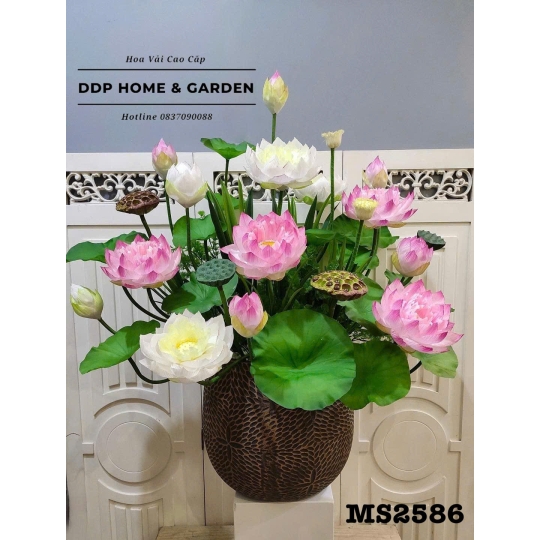Chậu hoa sen hồng nghệ nhân (2586)