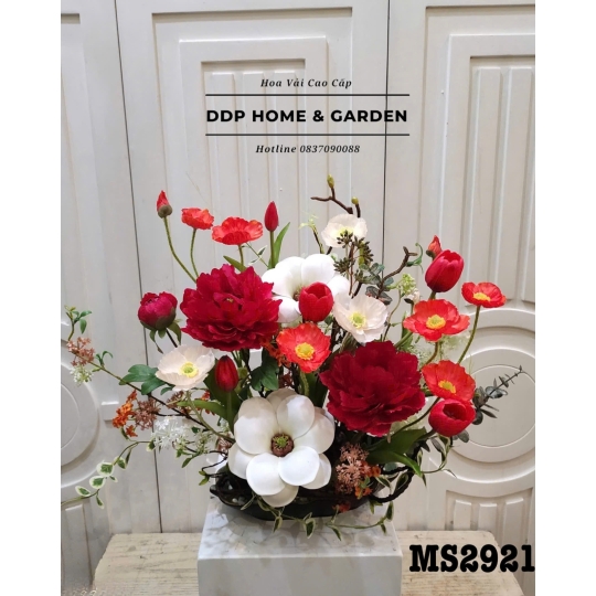 Dĩa hoa mẫu đơn đỏ (2921)