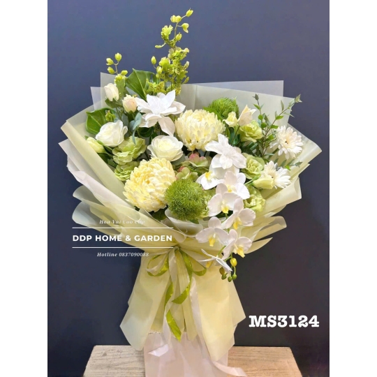 Bó hoa cúc mẫu đơn lụa (3124)