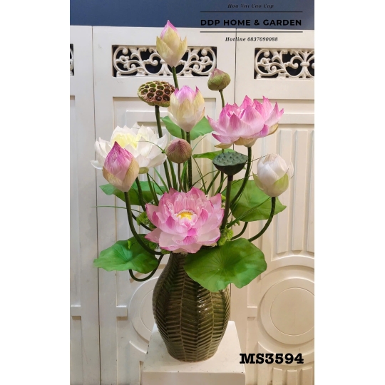 Chậu hoa sen nghệ nhân hồng (3594)
