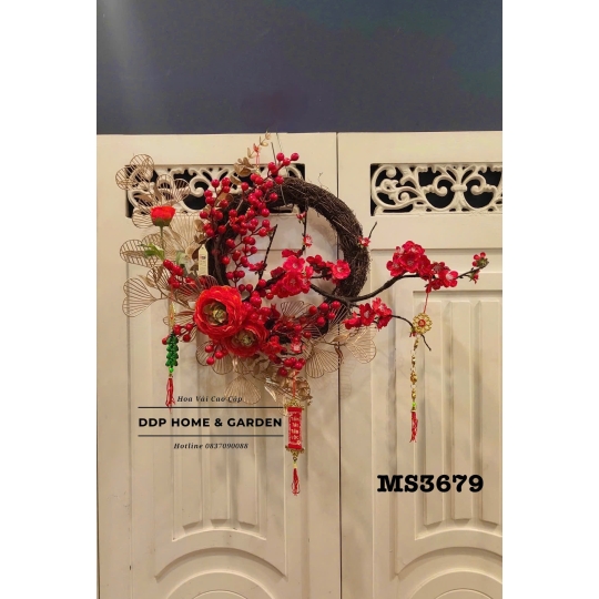 Vòng hoa đào treo cửa (3679)