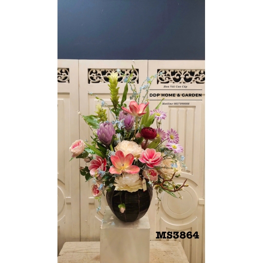 Chậu hoa mẫu đơn và tulip (3864)