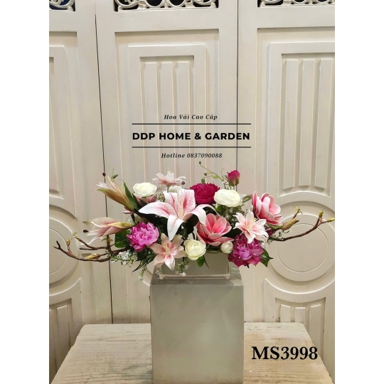 Chậu hoa mẫu đơn mix hoa ly (3998)
