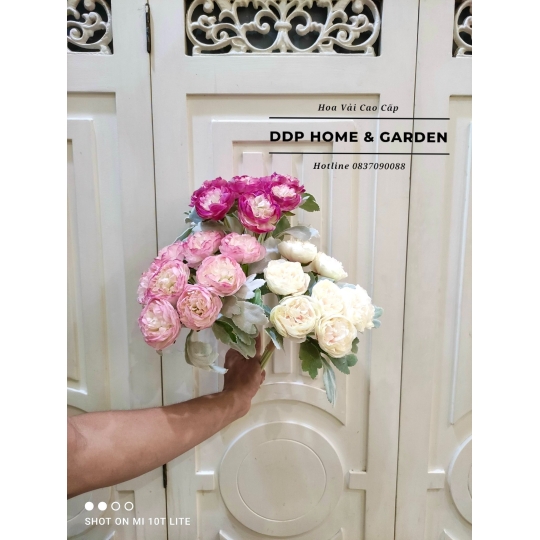 Bó hoa mẫu đơn lụa (hoa lụa cao cấp)